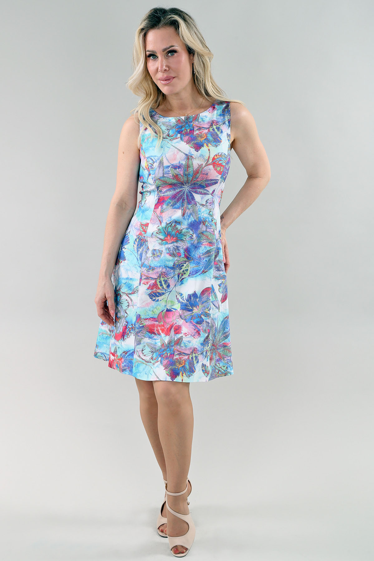 Robe superposée sans manches en mousseline imprimée