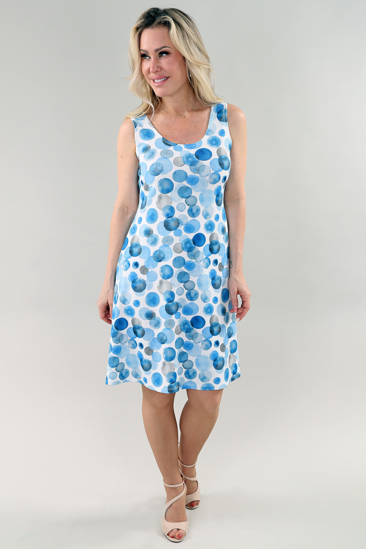 Robe sans manches imprimé cercles avec bretelles au dos florale