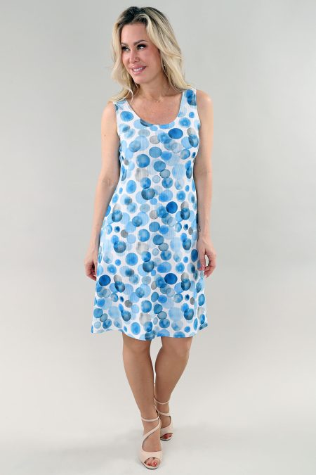 Robe sans manches imprimé cercles avec bretelles au dos florale