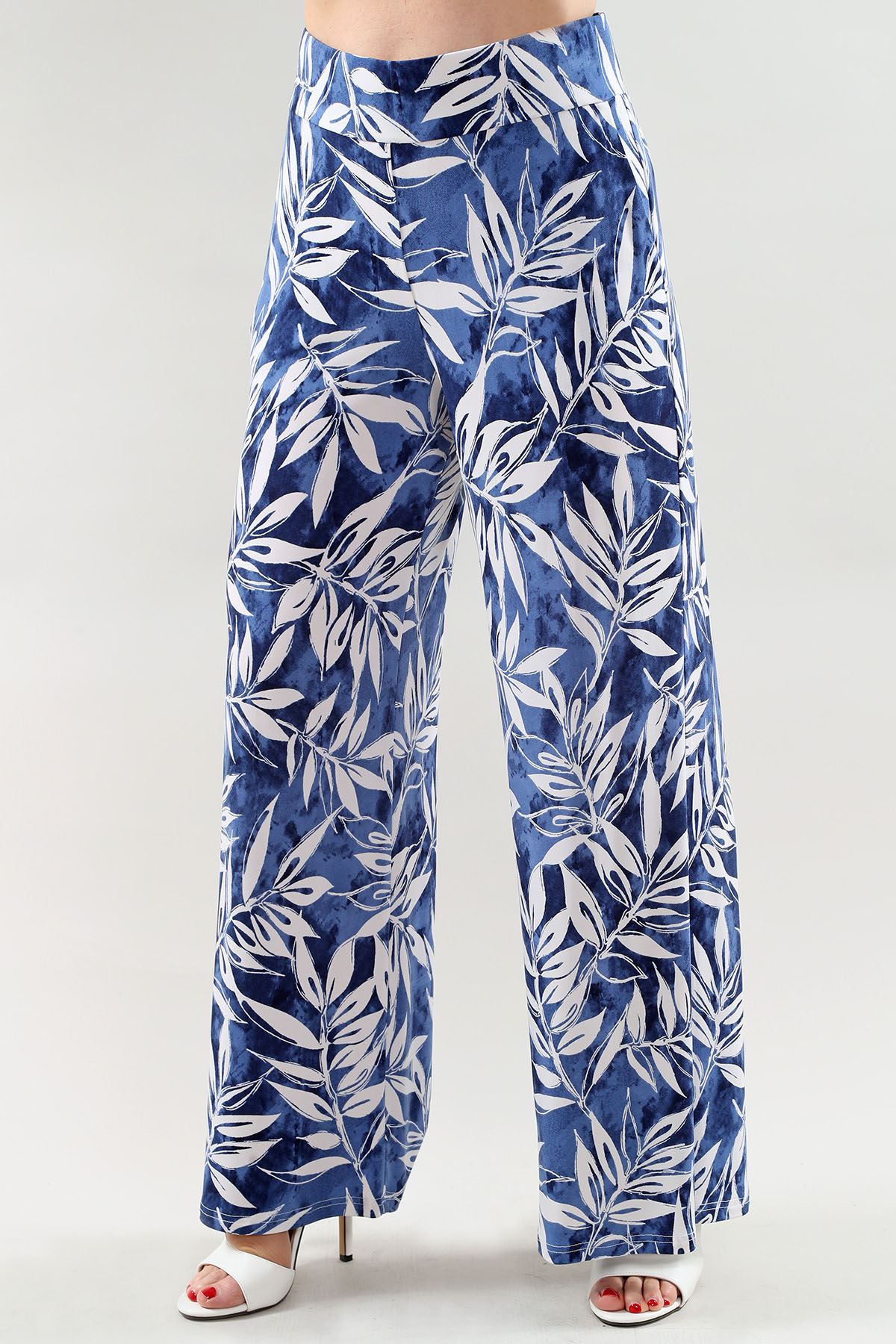 Pantalon à jambes larges imprimé tropical
