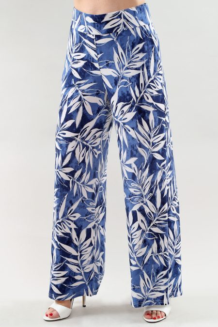 Pantalon à jambes larges imprimé tropical