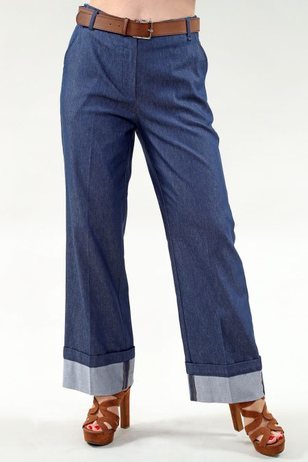 Pantalon large avec revers et poches
