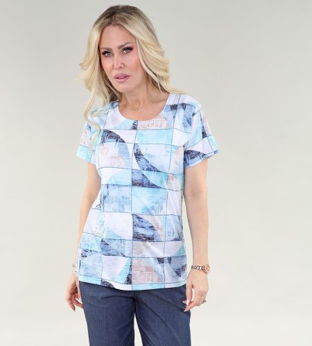 T-shirt à manches courtes - Imprimé dévoré marine