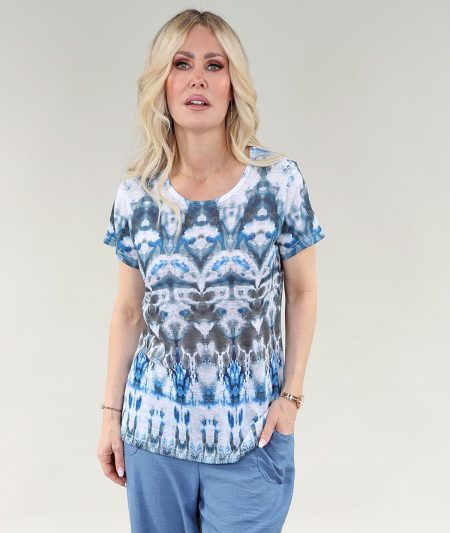 T-shirt à manches courtes - Imprimé dévoré bleu