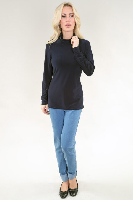 Long Sleeve Turtleneck in Black or Navy or Ivory or Brown or Burgundy or Taupe or Khaki Top ITY