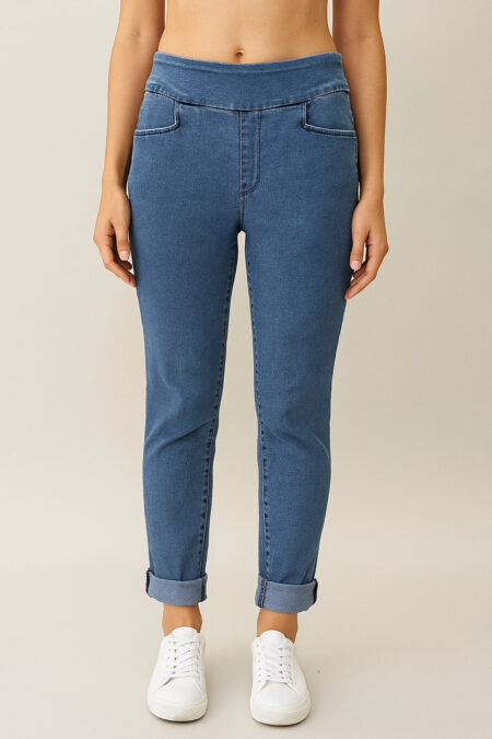 Pantalon, w poignets & poches – Extensible Denim, Bleu clair délavé