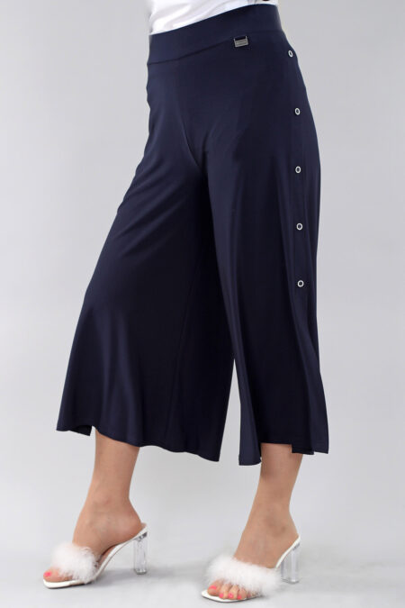 Gaucho Side Buttons in Black or Navy Pant ITY