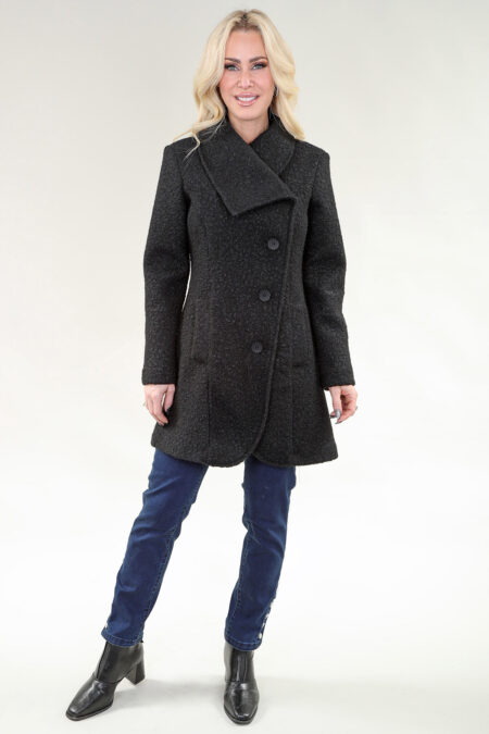 Manteau à manches longues boutons latéraux – Boucle, Noir