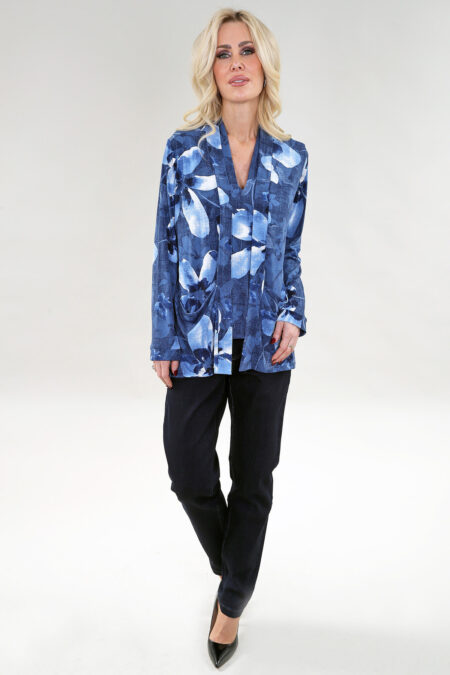 Long Sleeve Cardigan in A/S Navy floral Cardigan ITY Print