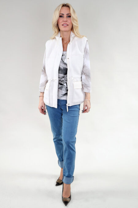 Sleeveless Vest in A/S Ivory or Black Jacket Boucle