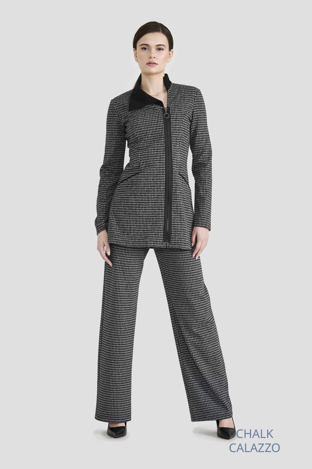 Manteau – Lainage Broderie, Gris mélangé ou Noir