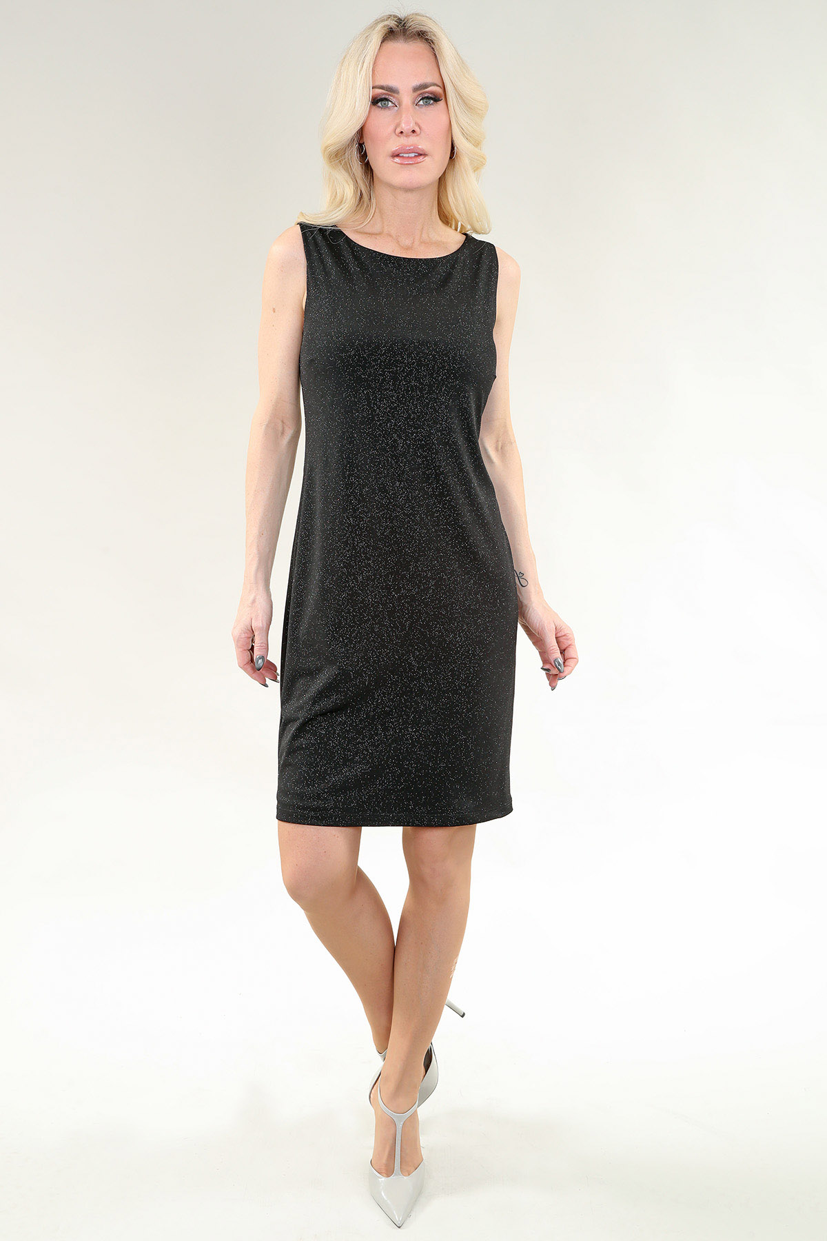 Sleeveless Dress, Lined in A/S Black Dress Glitter Fabric
