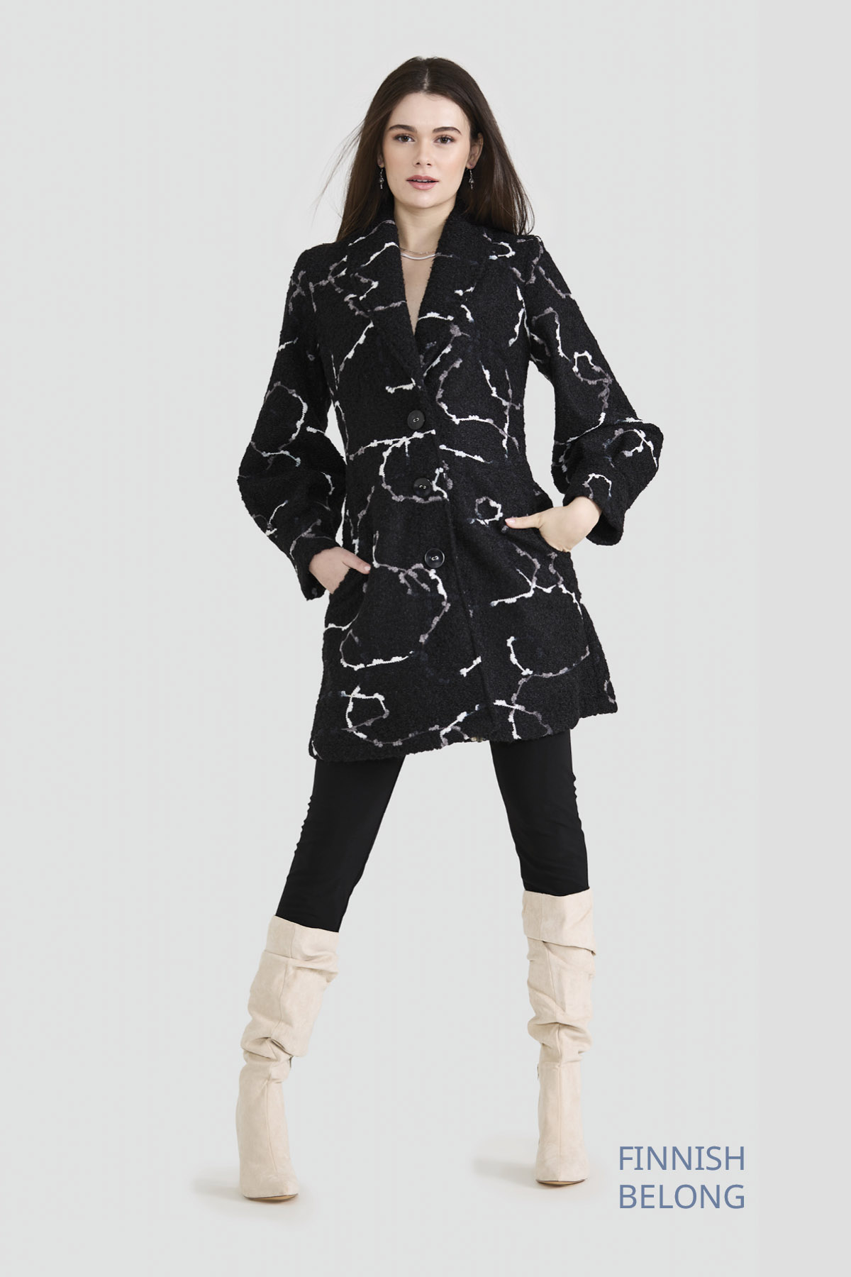 Veste – Poilu Tricot, Blanc cassé ou Noir