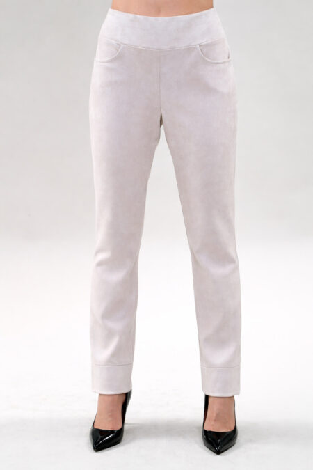 Slim Cuff Pants with Pockets in A/S Light Beige or Cinnamon or Black Pant Scuba Suede