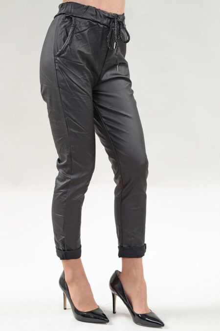 Pant Elastic Waist in A/S Black Pant Vegan Leather