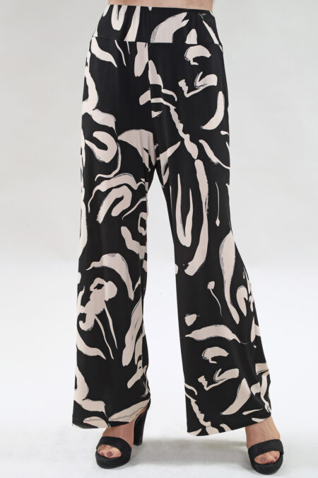 Flared Pant with Pockets in A/S black beige Pant ITY Print