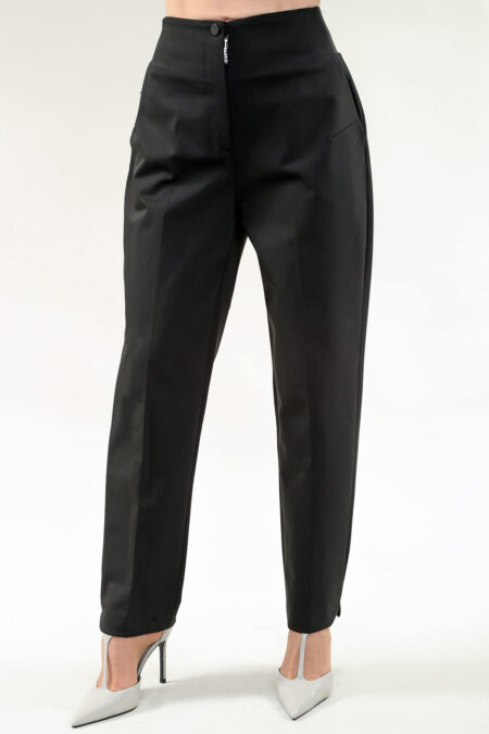 Pantalon, taille haute jambe droite poches – Brun, Noir, Marine ou Taupe