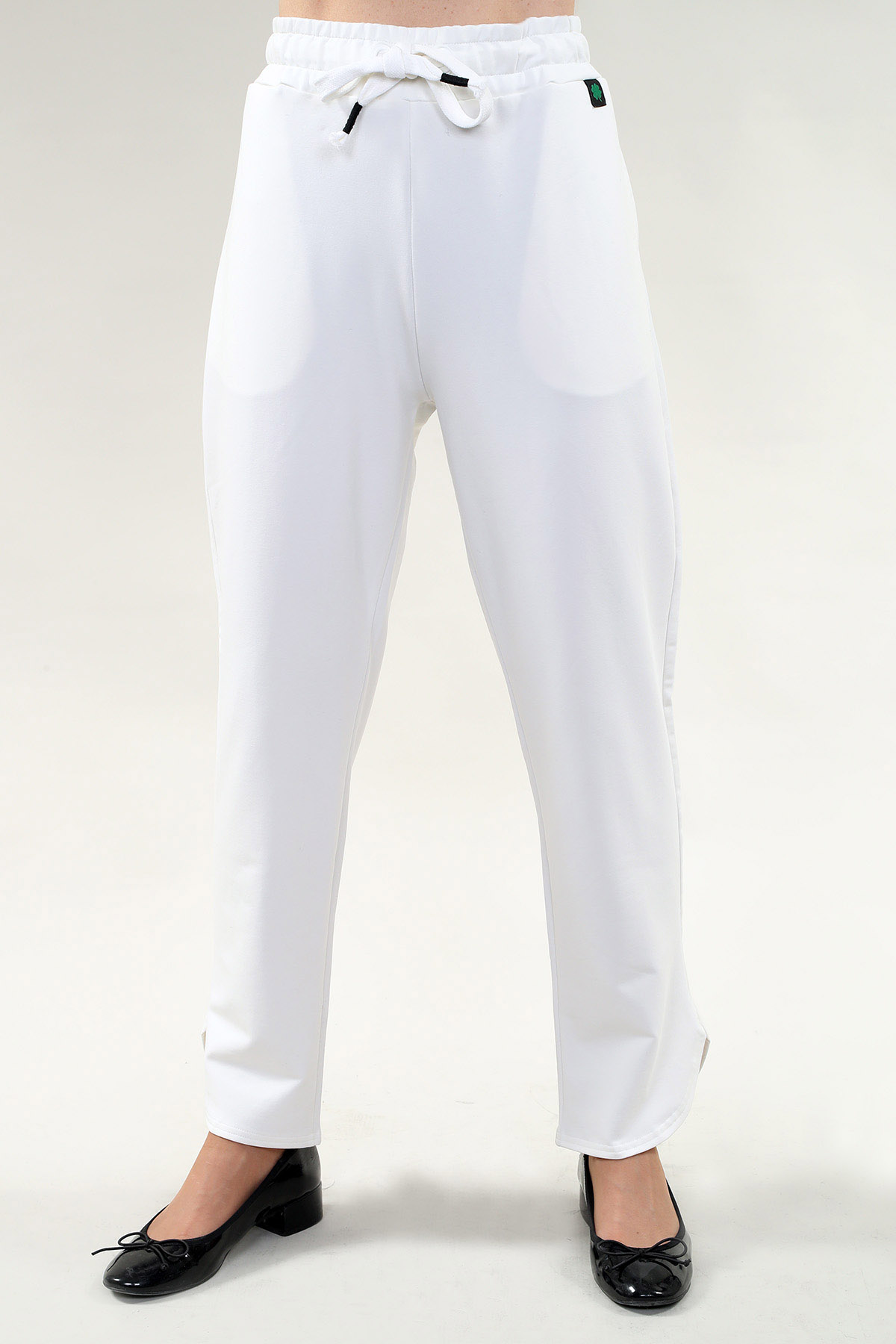 Pantalon, taille élastique avec poches – Coton, Ivoire ou Noir
