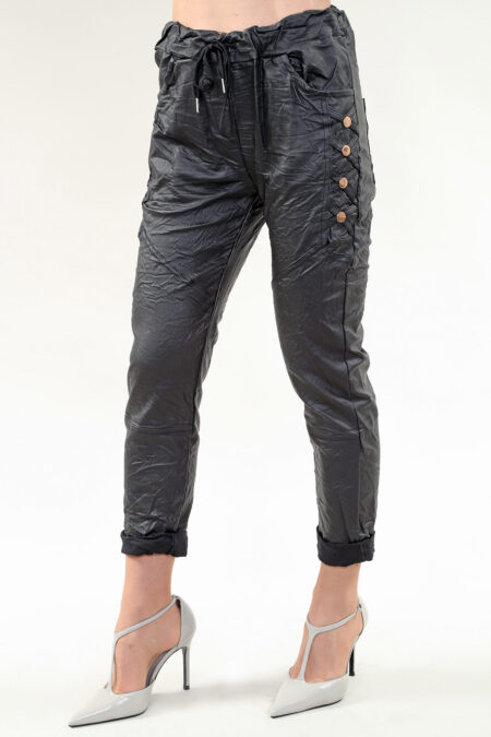 Pant with Cuffs in A/S Black Pant Vegan Leather