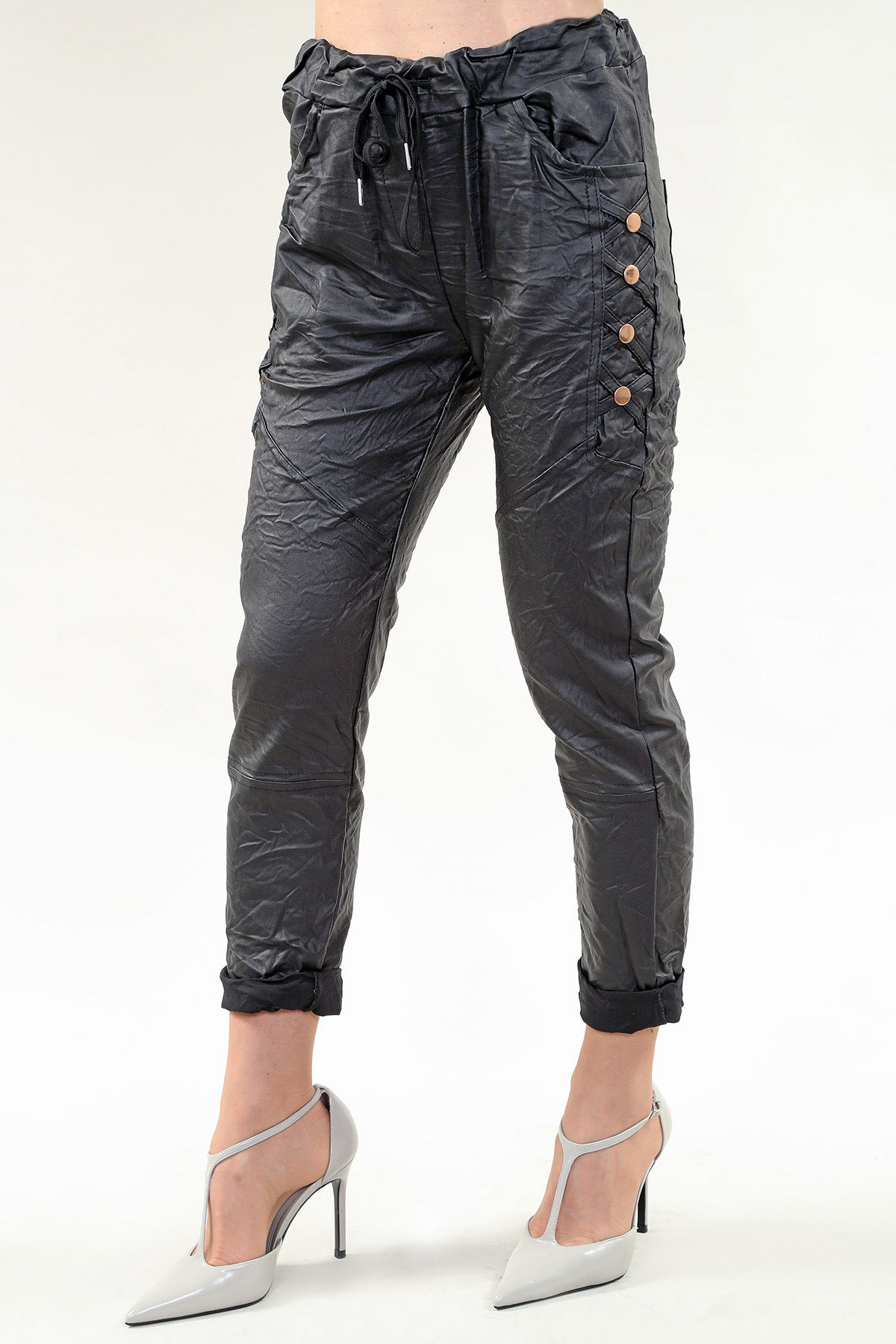 Pant with Cuffs in A/S Black Pant Vegan Leather