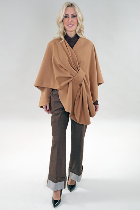 Open Front Wrap Topper Poncho Sweater in A/S Camel or Black or Grey or Ivory or Red Poncho Boil Wool