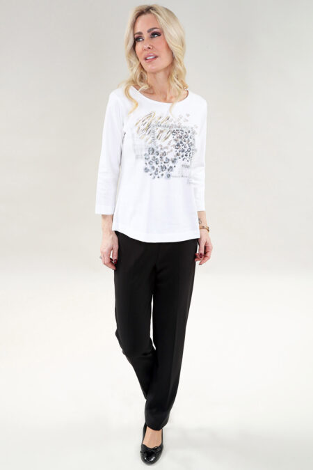 3/4 T Shirt with Printed Design in A/S Ivory Shirt Jersey