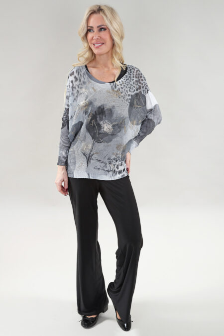 Long Sleeve Sweater in A/S Grey Top Chenille Sweater