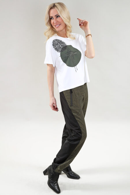 Short Sleeve Tee Green and Black Circle in A/S Ivory Top Jersey