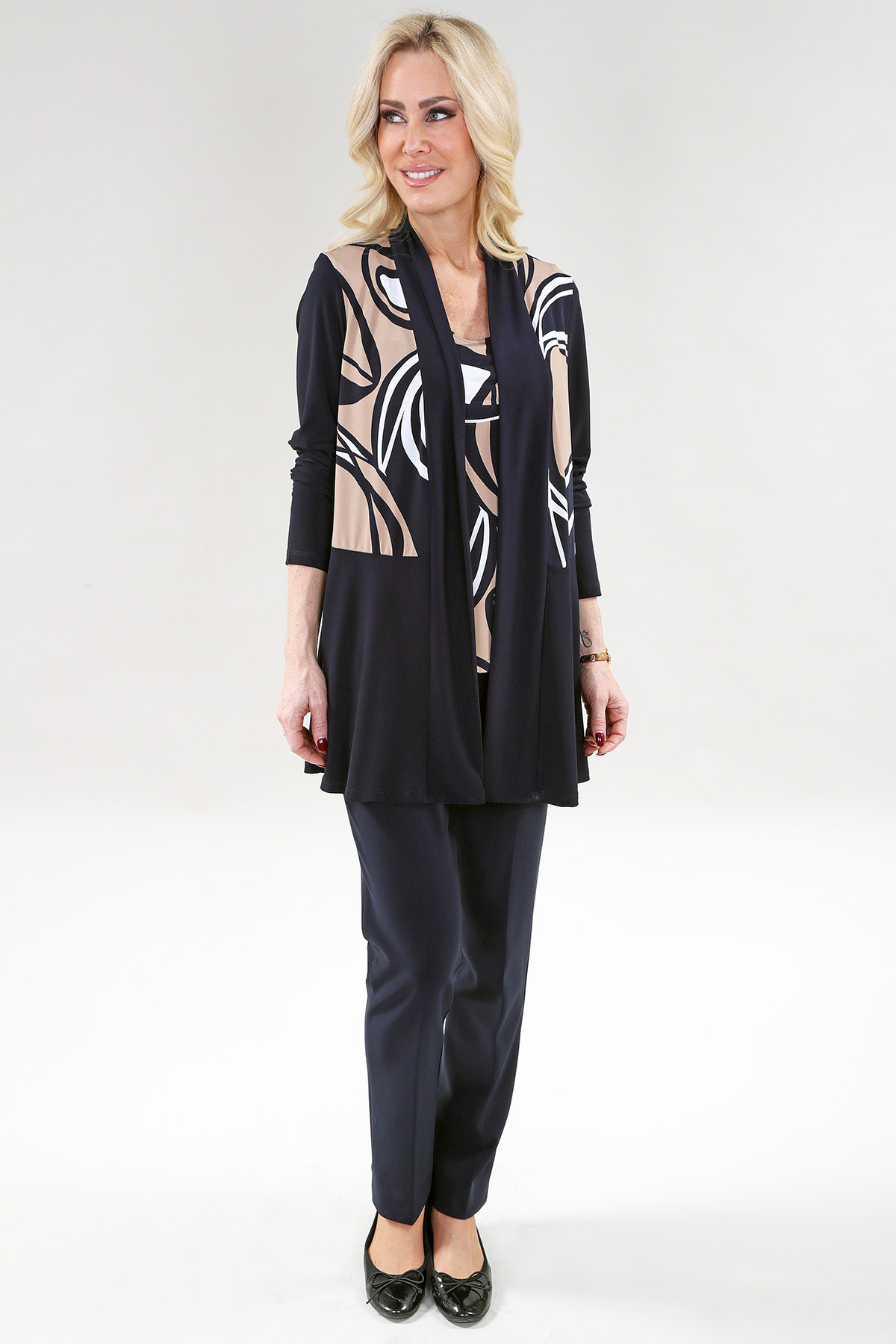 Cami (REVERSIBLE) in A/S Navy Sand Cami Printed & Solid ITY - Image 2