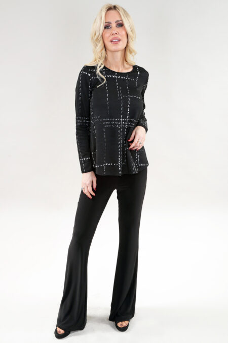 Haut à manches longues – Noir Maille Tricot, Noir