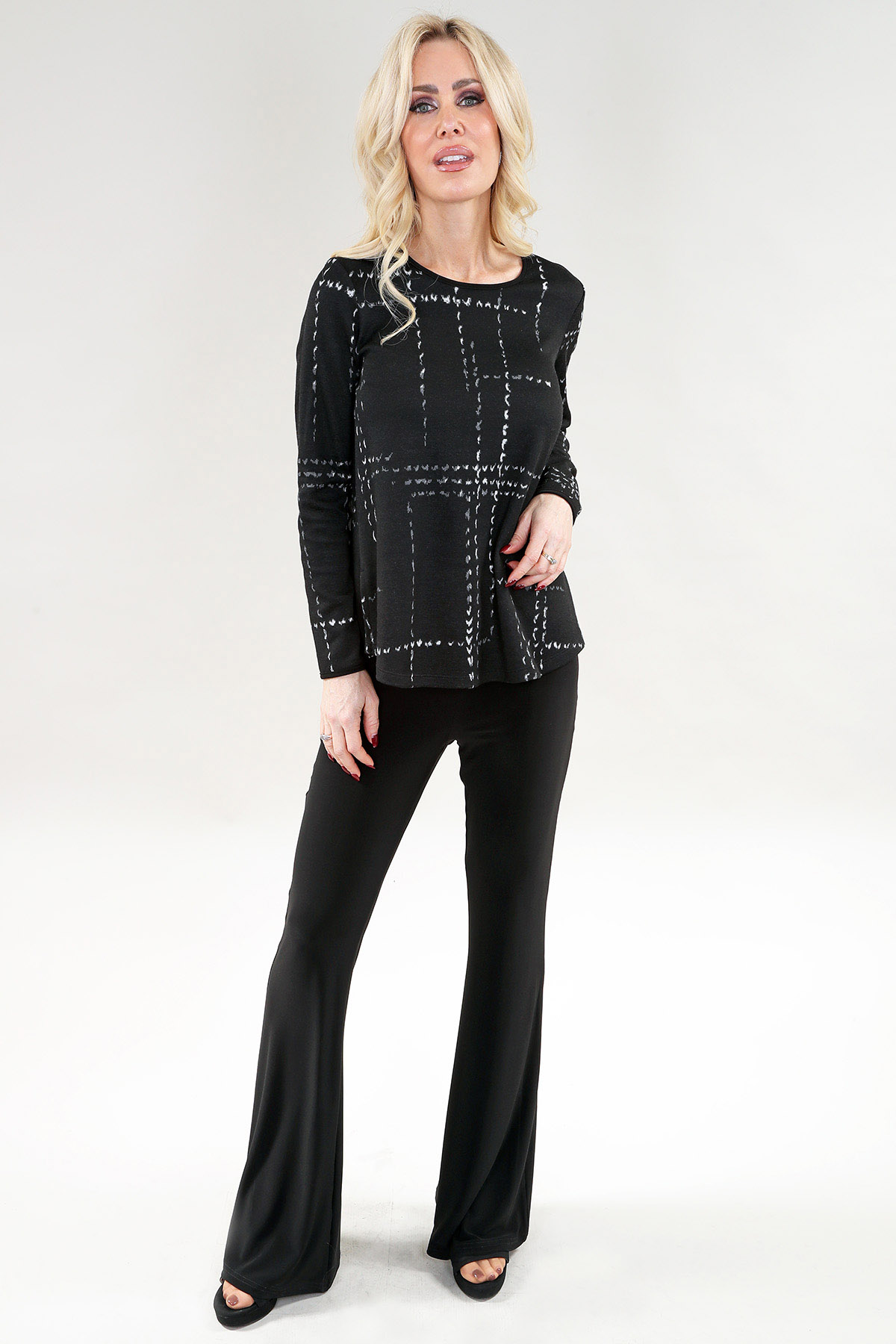 Haut à manches longues – Noir Maille Tricot, Noir