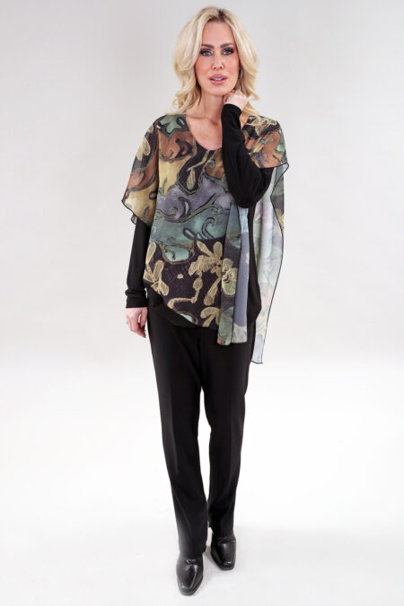Haut à manches longues superposé – Chiffon et ITY, Clair Olive Vert
