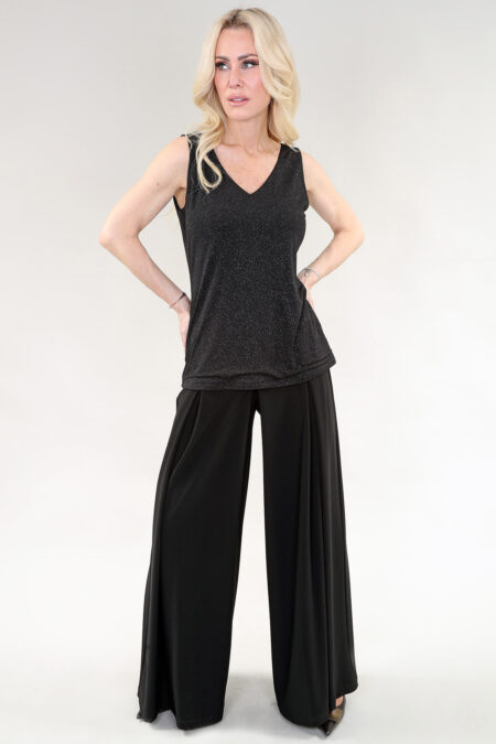Cami V-Neck (REVERSIBLE) in A/S Black Cami Glitter Fabric